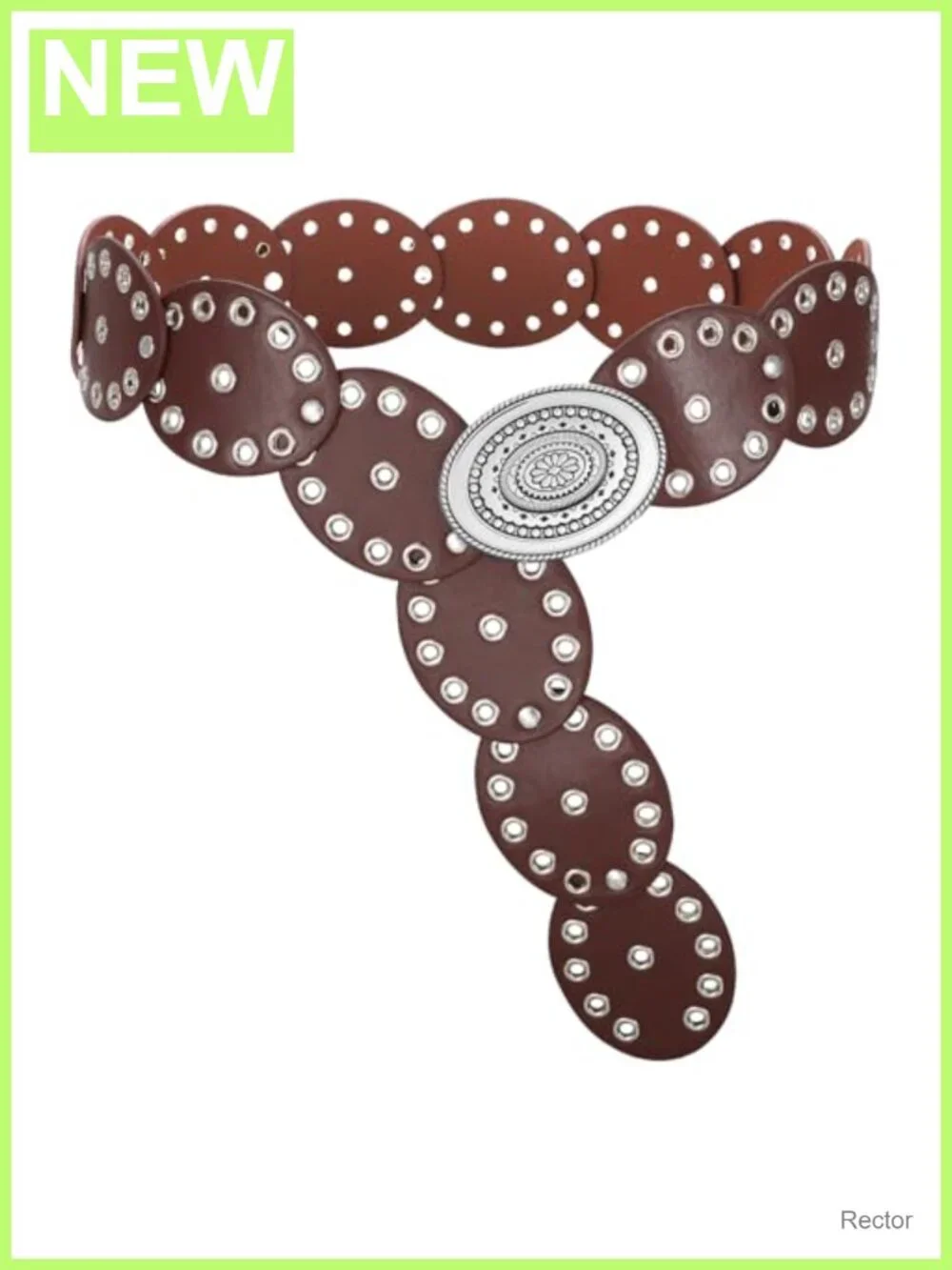 Women Western Disc Belt Cowgirl Concho Faux Leather Belt